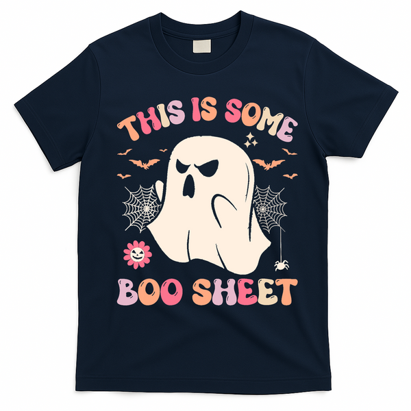 Groovy Halloween Boo Ghost Costume This Is Some Boo Sheet T-Shirt - Navy Blue