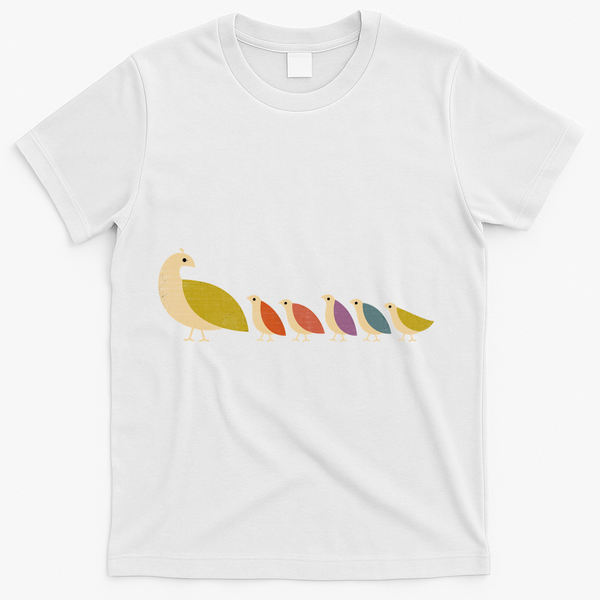 Get Happy Partridge Bird Family T-Shirt - White