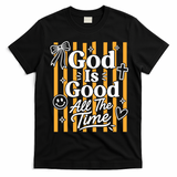 God Is Good Everyday Retro Stripe Christian Quote T-Shirt - Black