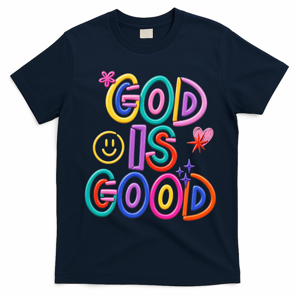 God Is Good Christian Religious T-Shirt - Navy Blue