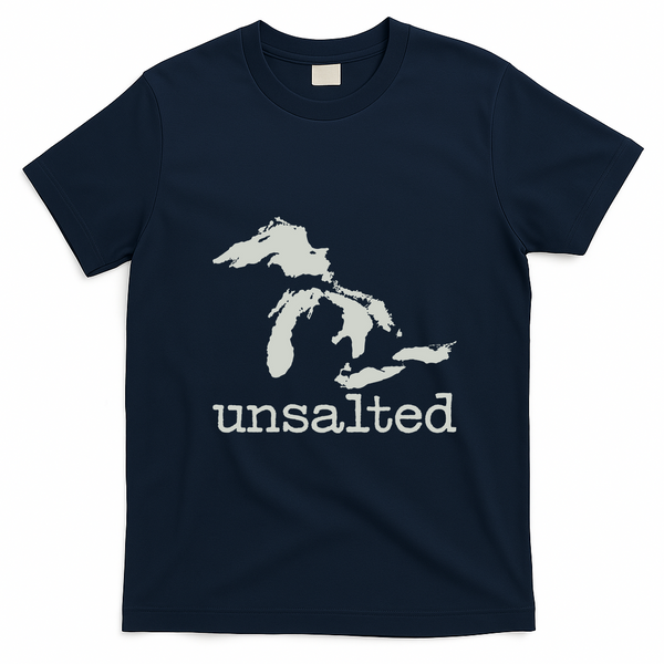 Great Lakes Not Salty Upper Peninsula Gift The UP Michigan T-Shirt - Navy Blue