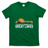Great Lakes Sunset Retro Lake Michigan Ontario T-Shirt - Irish Green