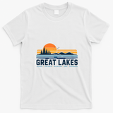 Great Lakes Sunset Retro Lake Michigan Ontario T-Shirt - White
