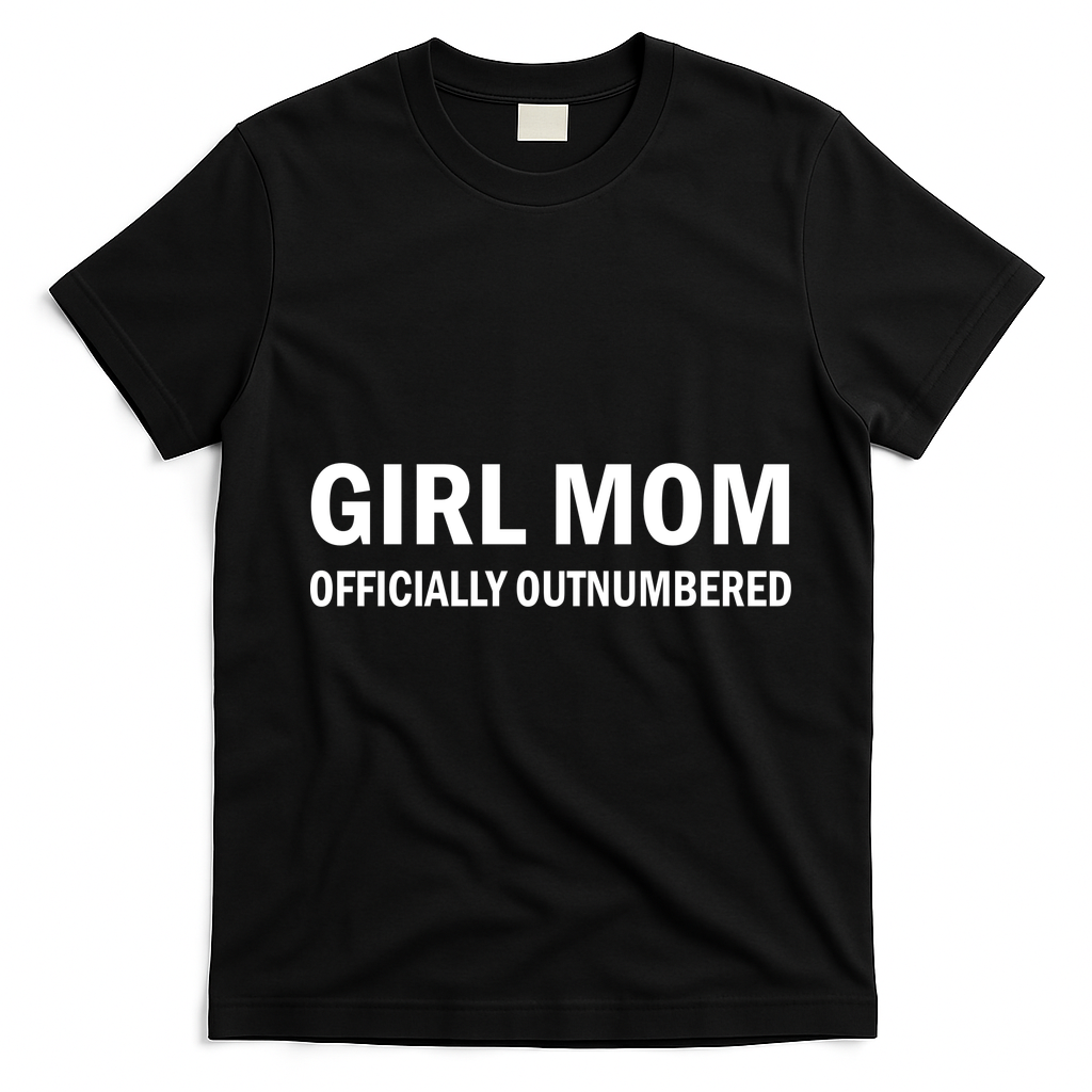 Girl Mom Officially Outnumbered T-Shirt - Black