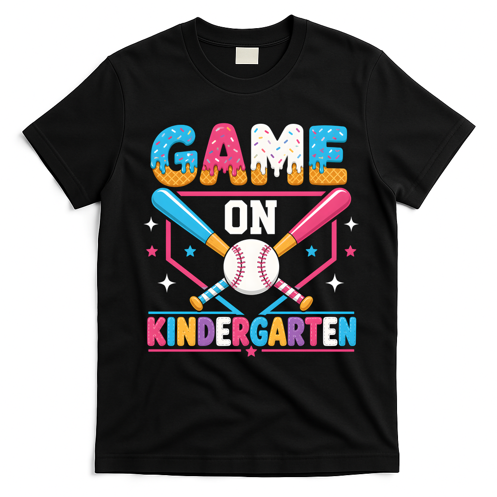 Game On Kindergarten Baseball Students Teachers T-Shirt - Black