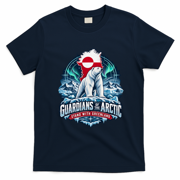 Guardians of the Arctic Stand with Greenland Polar Bear T-Shirt - Navy Blue