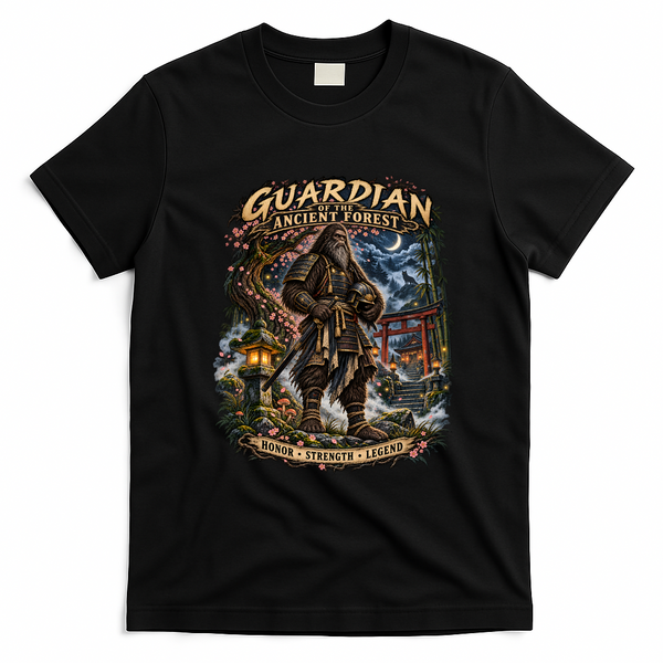 Guardian Of The Ancient Forest – Bigfoot Samurai Warrior T-Shirt - Black