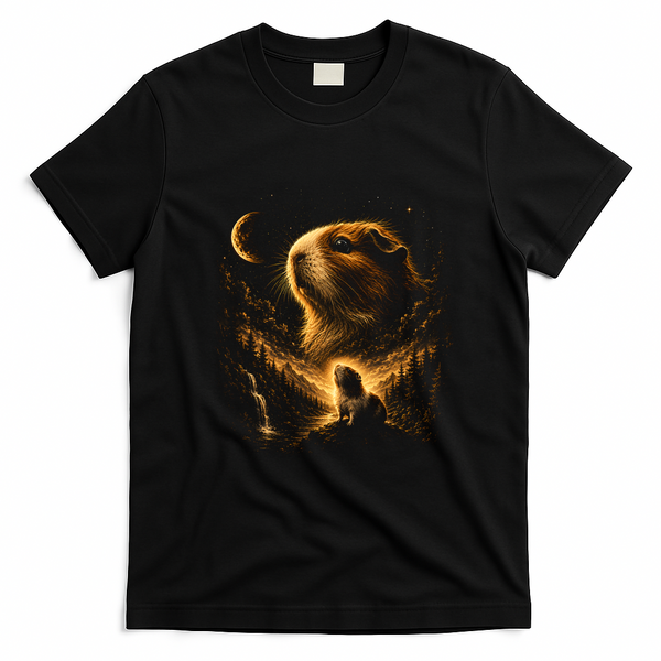Guinea Pig Cosmic Adventure Art for Animal Lovers T-Shirt - Black