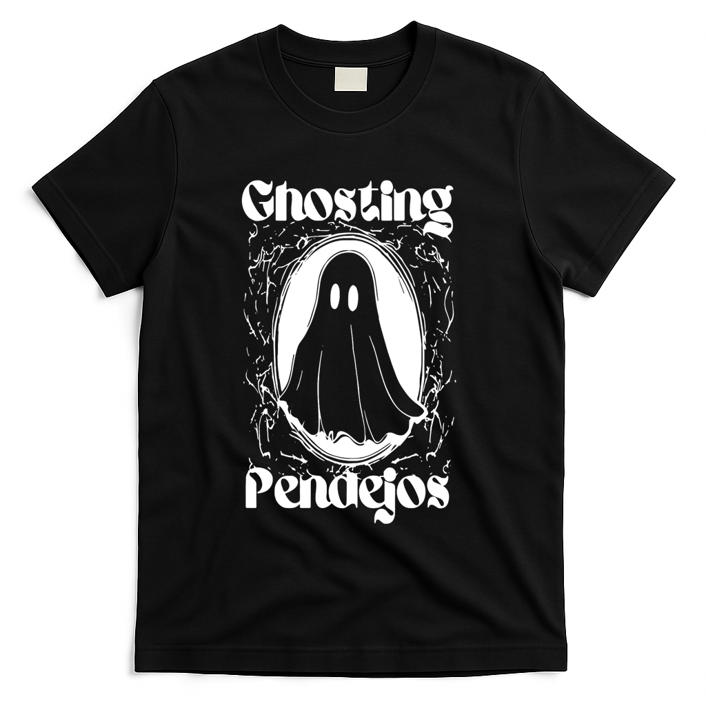 Ghosting Pendejos Funny Mexican Ghost Halloween T-Shirt - Black