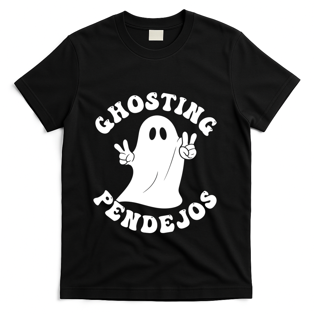 Ghosting Pendejos Funny Mexican Ghost Halloween Meme T-Shirt - Black
