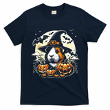 Guinea Pig Halloween Witch Art T-Shirt - Navy Blue