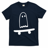 Ghost Skateboard Lazy Halloween Costume T-Shirt - Navy Blue