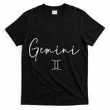 Gemini Sign Trendy Minimalist Zodiac T-Shirt - Black