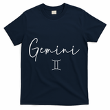 Gemini Sign Trendy Minimalist Zodiac T-Shirt - Navy