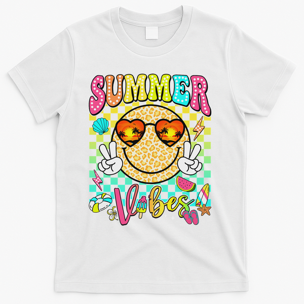 Groovy Summer Vibes Women Girl Summer Beach Vacation T-Shirt - White