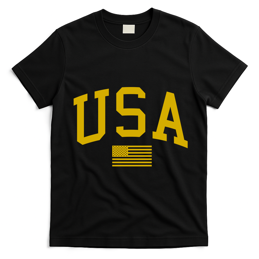 Gold USA Graphic Apparel National Pride T-Shirt - Black