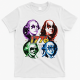 George Washington Benjamin Franklin 1776 Vintage Rock Band T-Shirt - White