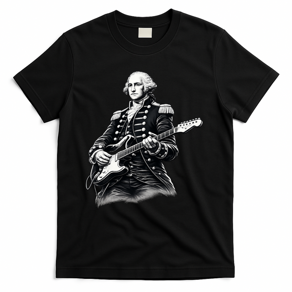 George Washington Guitar Rock Music T-Shirt - Black