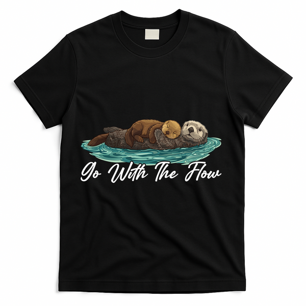 Go With The Flow Sea Otter T-Shirt - Black