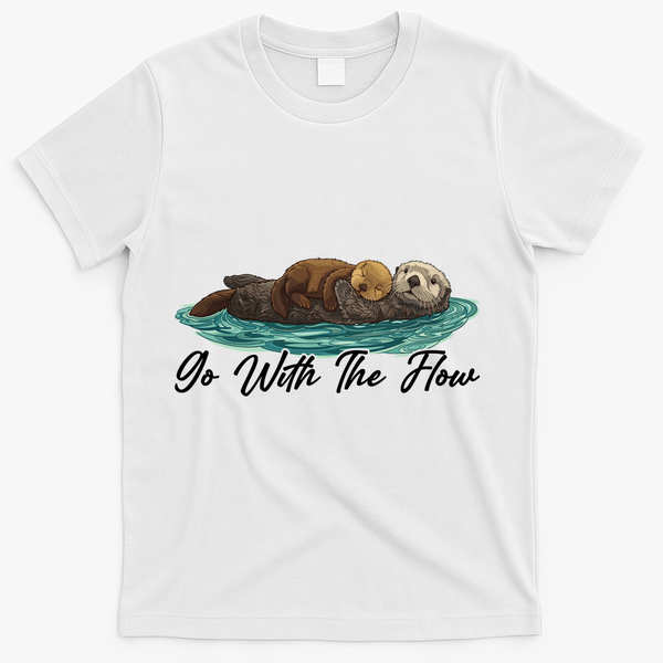Go With The Flow Sea Otter T-Shirt - White