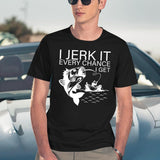 Generic I Jerk It Every Chance I Get Funny Fishing Black T-Shirt - Navy