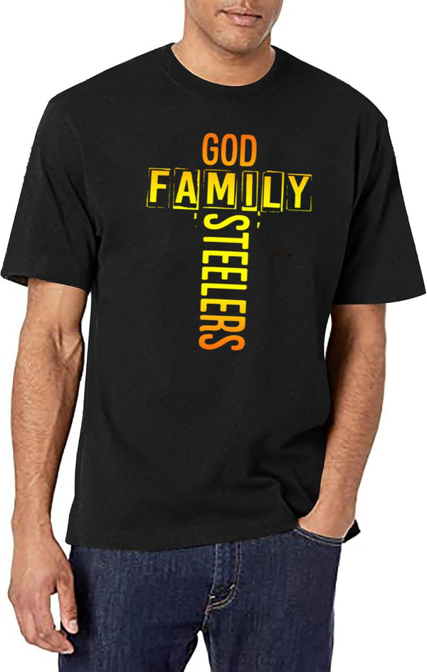 God Family Steeler Black T-Shirt - White