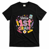 Hello 1st Grade Cute Back To School Student Teacher Gift T-Shirt - Black