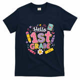 Hello 1st Grade Cute Back To School Student Teacher Gift T-Shirt - Navy Blue
