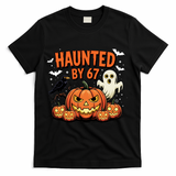 Haunted By 67 Funny Ghost Pumpkin Halloween Costume T-Shirt - Black