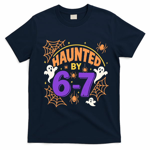 Haunted By 6-7 Halloween 67 Meme Funny T-Shirt - Navy Blue