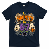 Haunted By 6 7 Math 67 Meme Spooky Halloween T-Shirt - Navy Blue