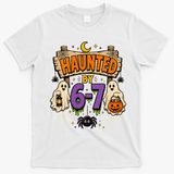 Haunted By 6 7 Math 67 Meme Spooky Halloween T-Shirt - White