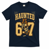Haunted By 6-7 Skeleton Funny Halloween 67 Meme T-Shirt - Navy Blue