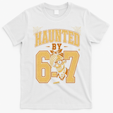 Haunted By 6-7 Skeleton Funny Halloween 67 Meme T-Shirt - White