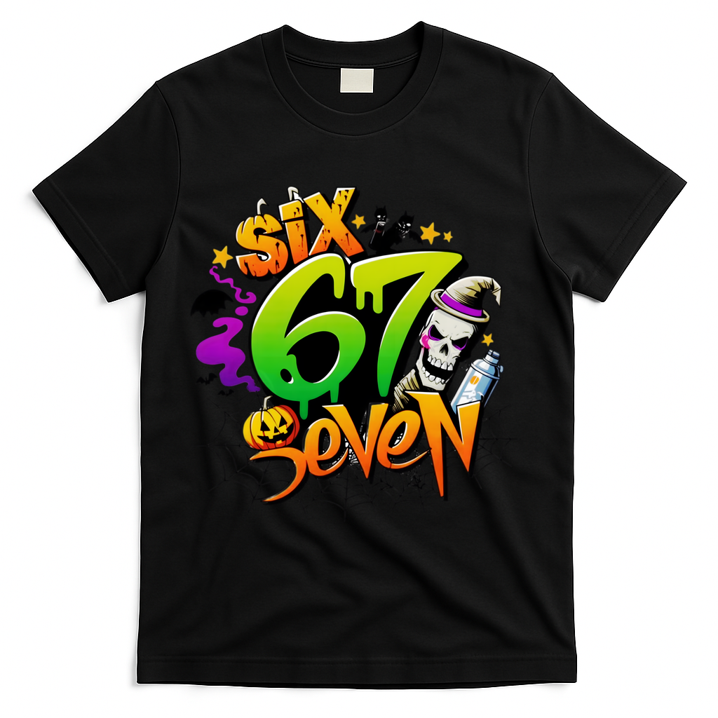 Haunted By 67 Halloween Meme Graffiti 6-7 T-Shirt - Black
