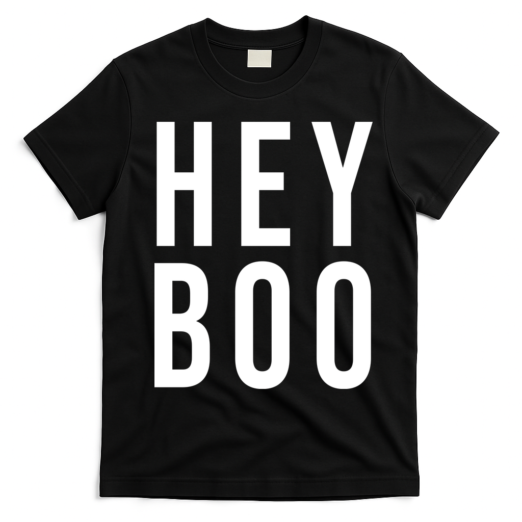 Hey Boo Funny Halloween Festive T-Shirt - Black