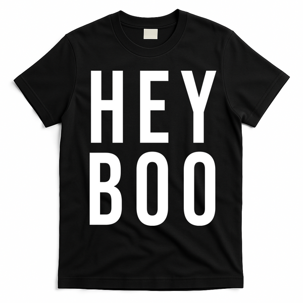 Hey Boo Funny Halloween Festive T-Shirt - Black