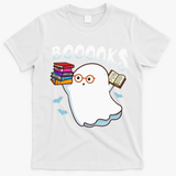 Halloween Books Librarian English Teacher Reader Reading T-Shirt - White