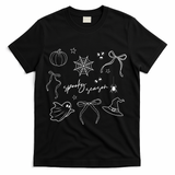 Halloween Bow Spooky Season Ghost Witch Wizzard Mashup T-Shirt - Black