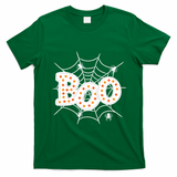 Halloween Boo Spider Web Spooky Season T-Shirt - Irish Green