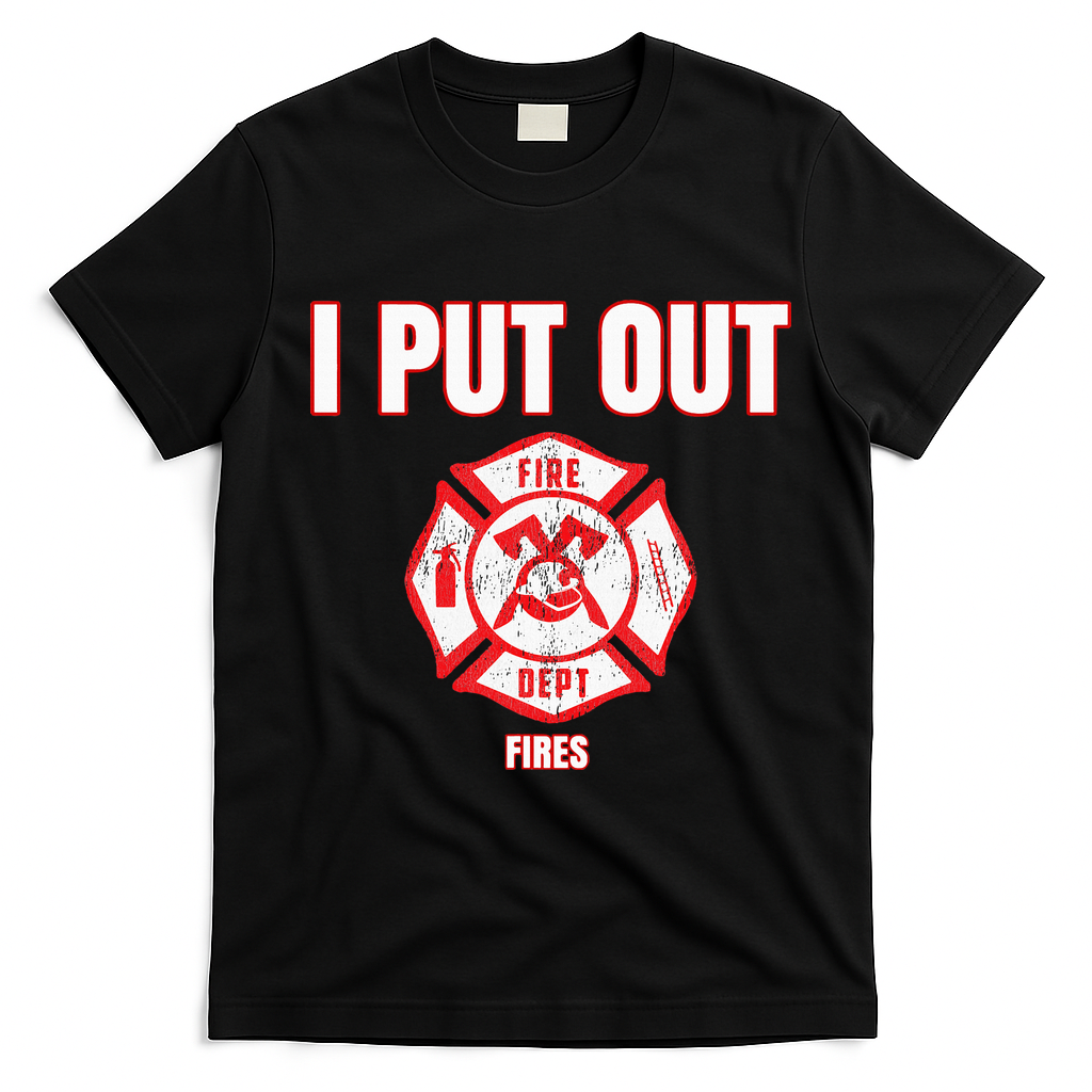 Halloween Costume Funny Firefighter I Put Out Fires Firemen T-Shirt - Black