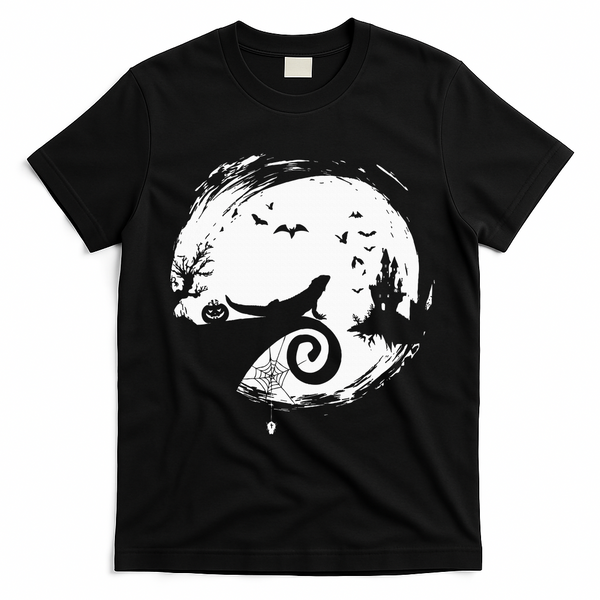 Halloween Costume for Bearded Dragon Spooky Moon Silhouette T-Shirt - Black
