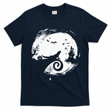 Halloween Costume for Bearded Dragon Spooky Moon Silhouette T-Shirt - Navy Blue