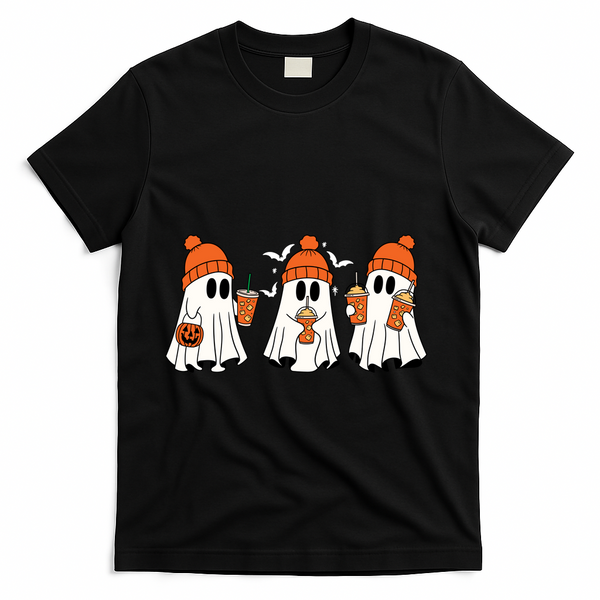 Halloween Coffee Lover Ghost T-Shirt - Black