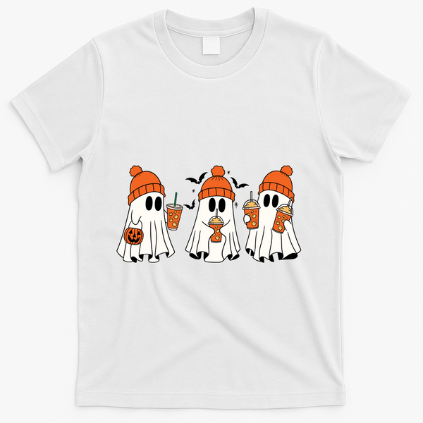 Halloween Coffee Lover Ghost T-Shirt - White