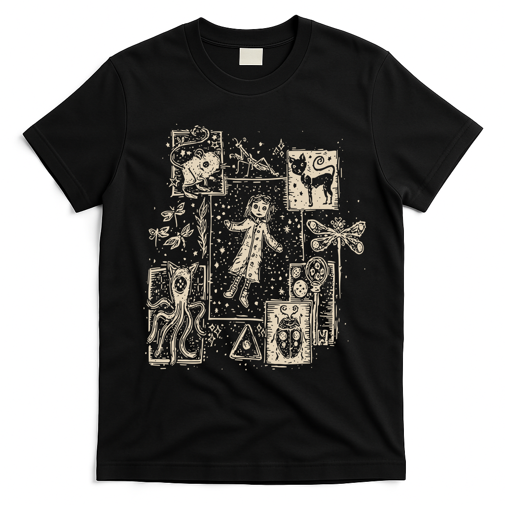 Horror Coraline Movie T-Shirt - Black