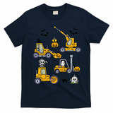 Halloween Construction Vehicles Truck Pumpkin  T-Shirt - Navy Blue