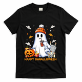 Happy Diwalloween Diwali Halloween Indian Hindu Festival T-Shirt - Black