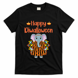 Happy Diwalloween Halloween Diwali Pumpkin Lantern Deepaval T-Shirt - Black