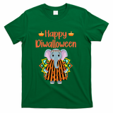 Happy Diwalloween Halloween Diwali Pumpkin Lantern Deepaval T-Shirt - Green
